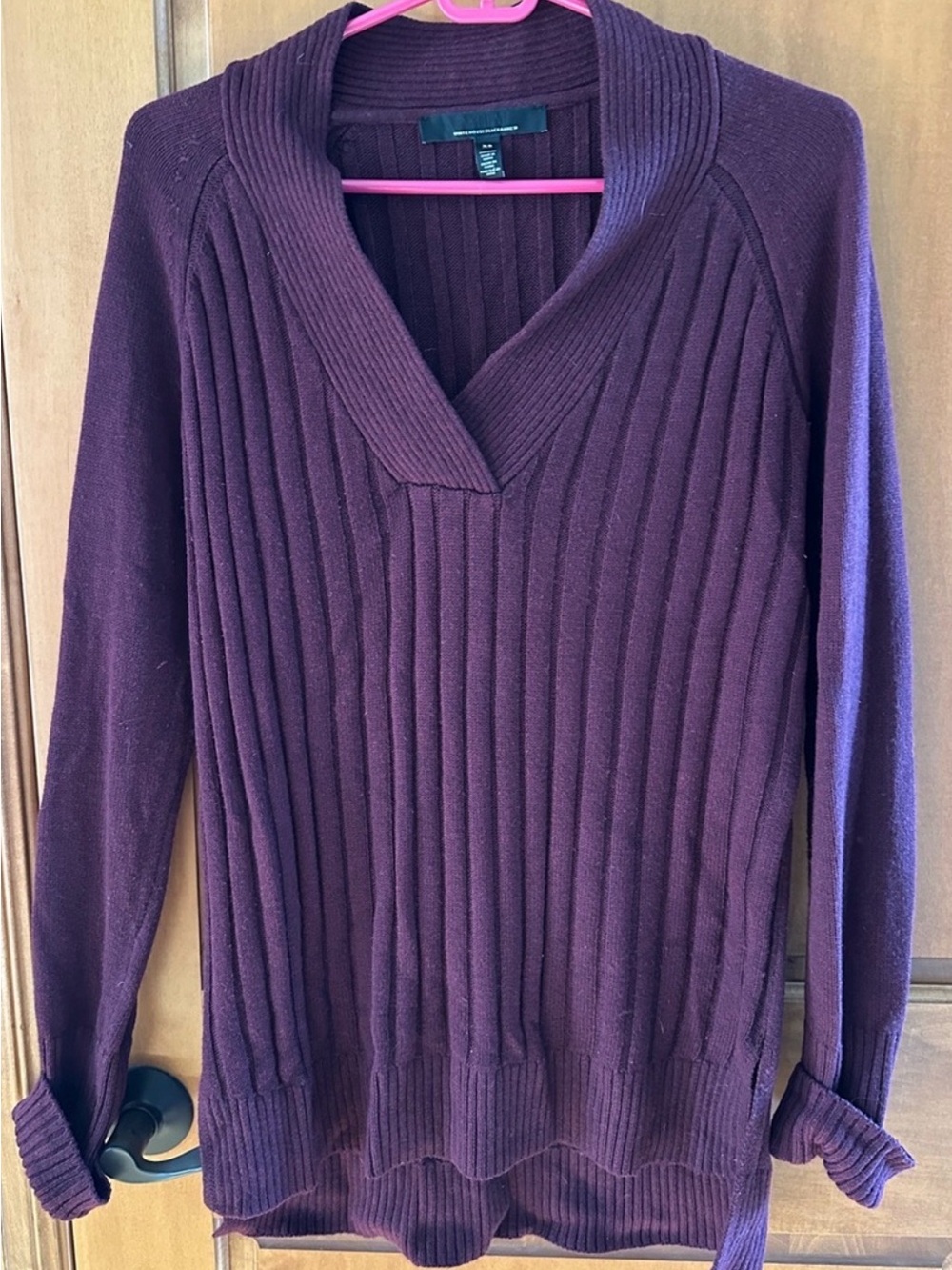 White House Black Market Ribbed V-Neck Cashmere Blend Sweater XS